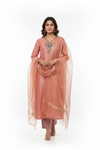 Elegant Peach Embroidered Suit Set with Organza Dupatta – Festive & Traditional Wear