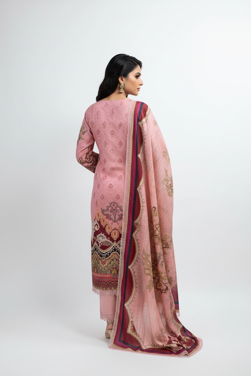 Dusty Pink Printed Suit