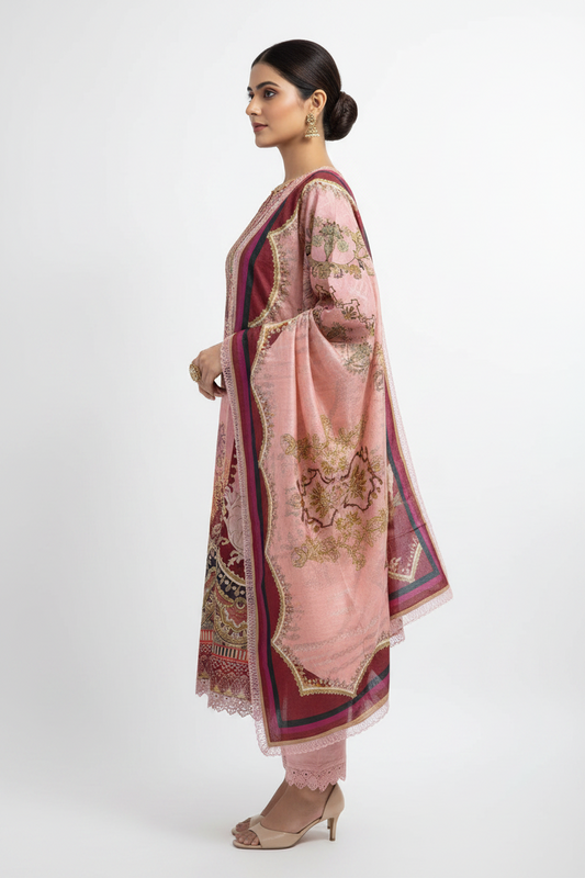 Dusty Pink Printed Suit