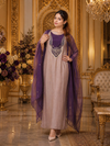 Elegant Mauve Suit with Purple Organza Dupatta – Embroidered Party Wear for Women