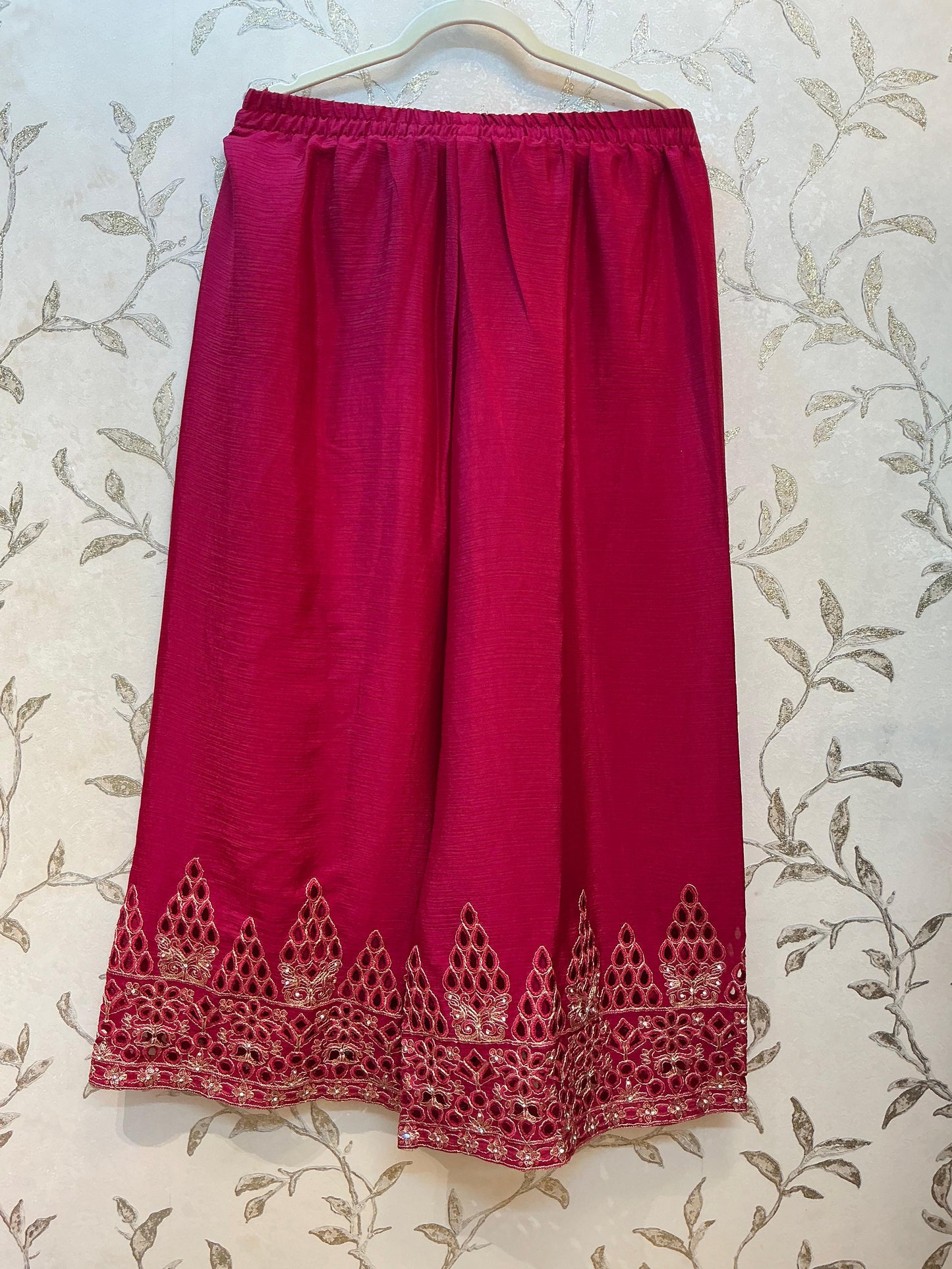 Cutwork Heavy Pearl Sleeve Suit with Garara & Dupatta