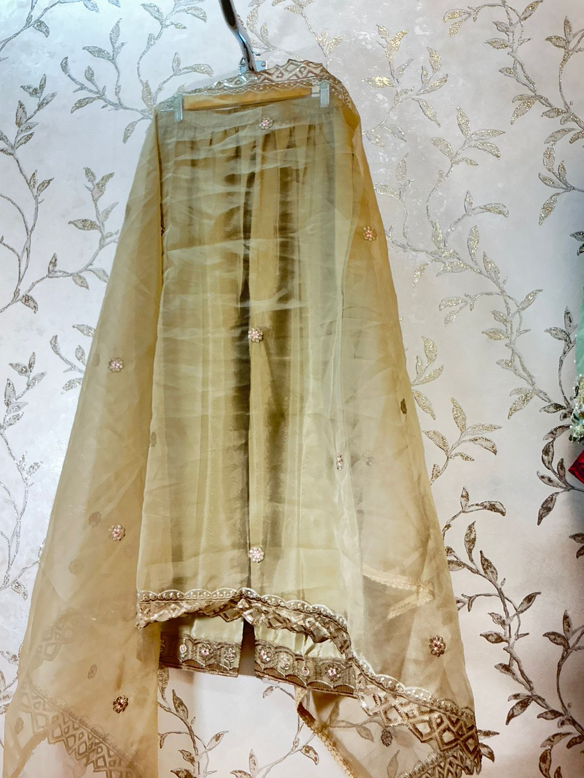 Husnara Cutwork Heavy Suit with Organza Dupatta
