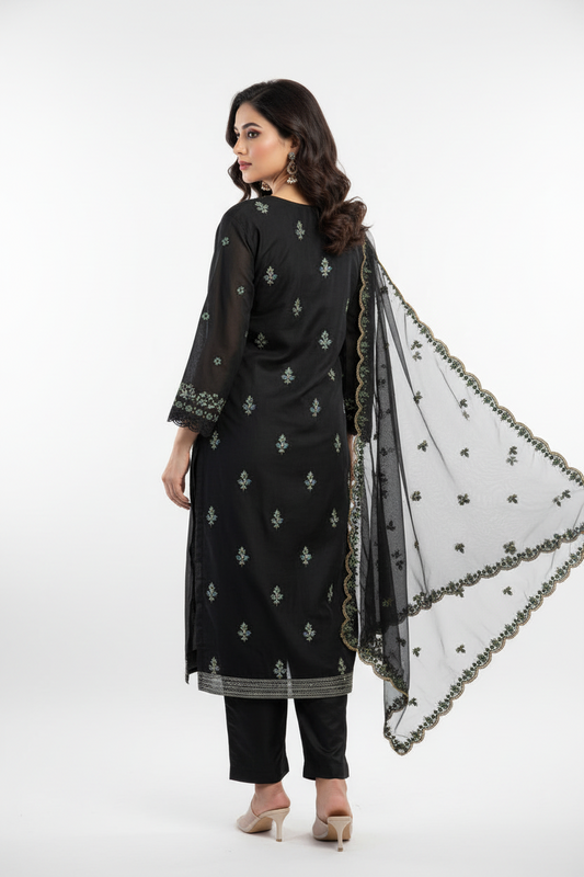 Black Embroidered Suit