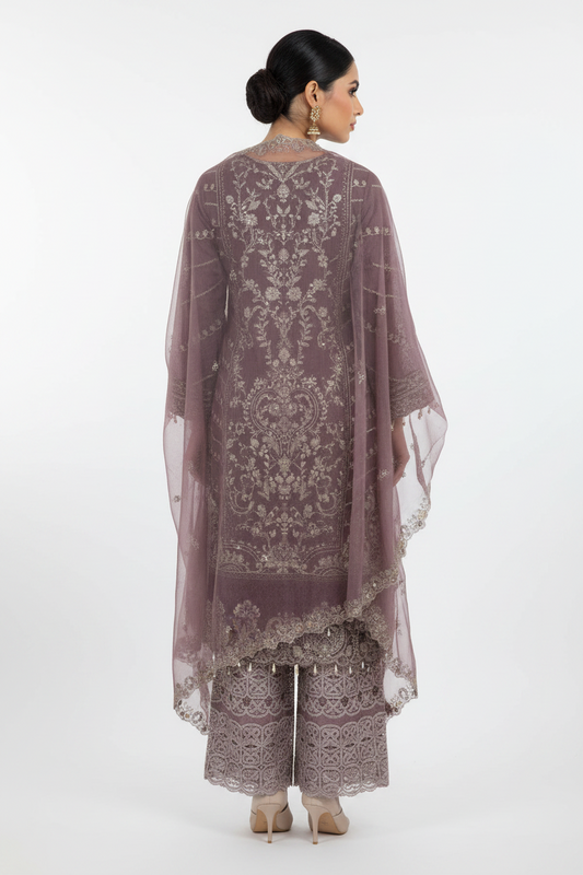 Pink Embroidered Sharara Suit Set