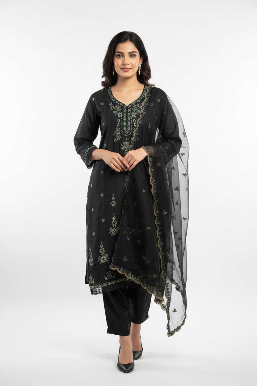 Black Embroidered Suit