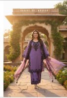 Purple Black Embroidered Kaftan Suit Set