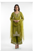 Lime Green Embroidered Suit