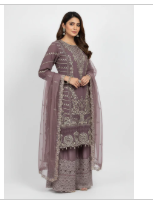 Pink Embroidered Sharara Suit Set