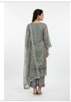 Sage Grey Straight Kurta with Palazzo Set