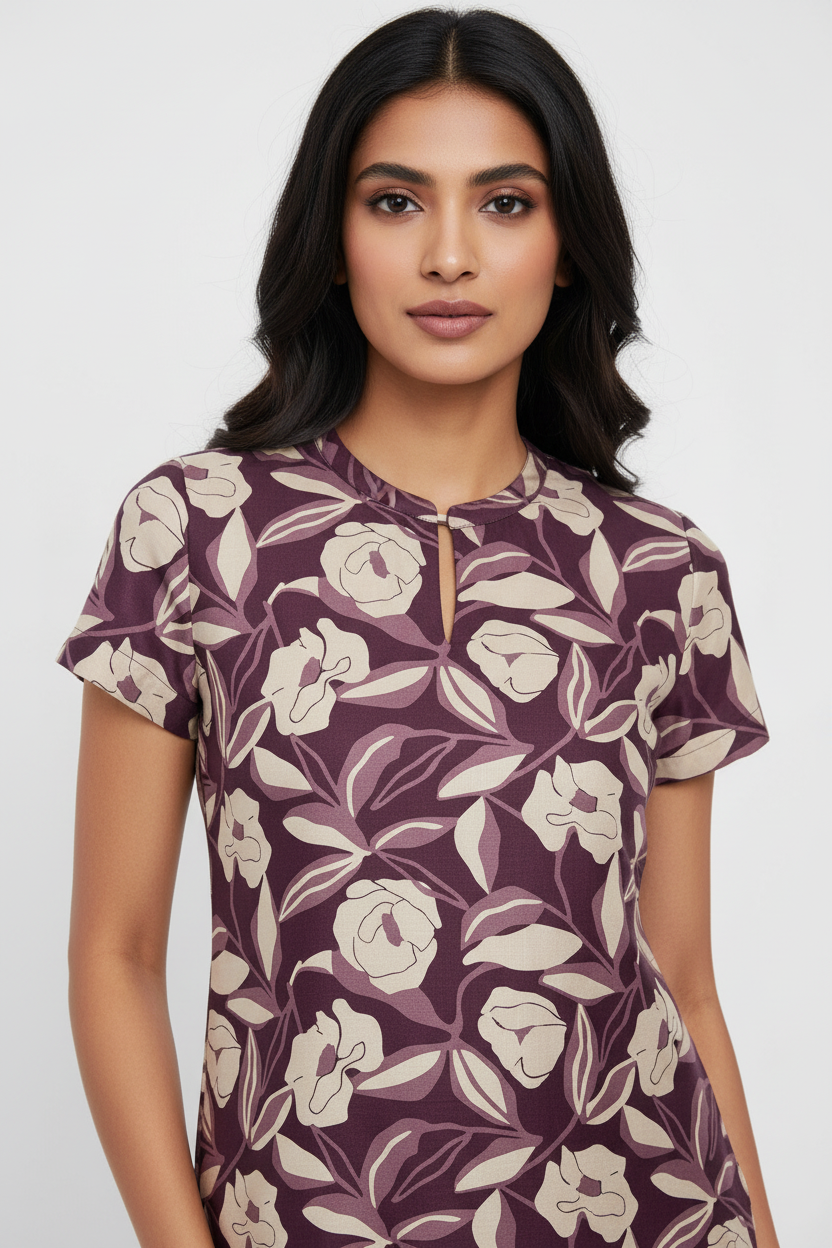 Wine Floral Co-ord Set - Detail View