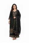 Black Gold Cutwork Suit - Front View