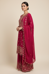 Magenta Cutwork Suit – Side Angle