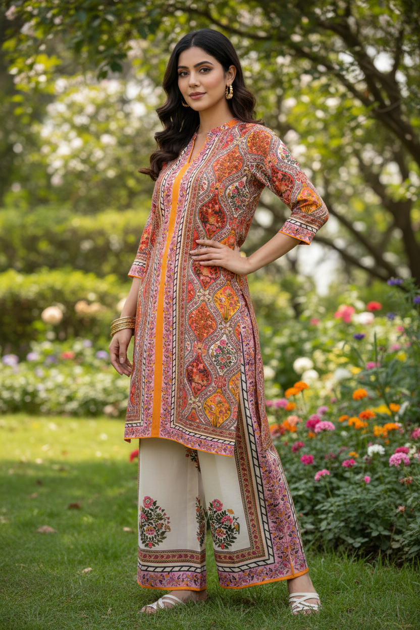 Peach Floral Printed Co-ord Set