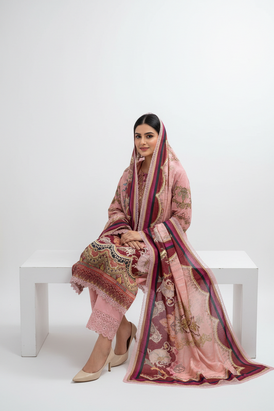 Dusty Pink Printed Suit