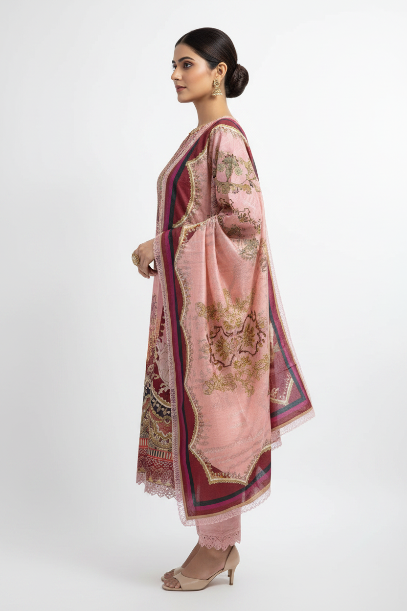 Dusty Pink Printed Suit