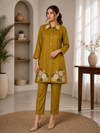 Elegant Mustard Royal Co-Ord Set with Floral Embroidery – Stylish Ethnic Wear for Women