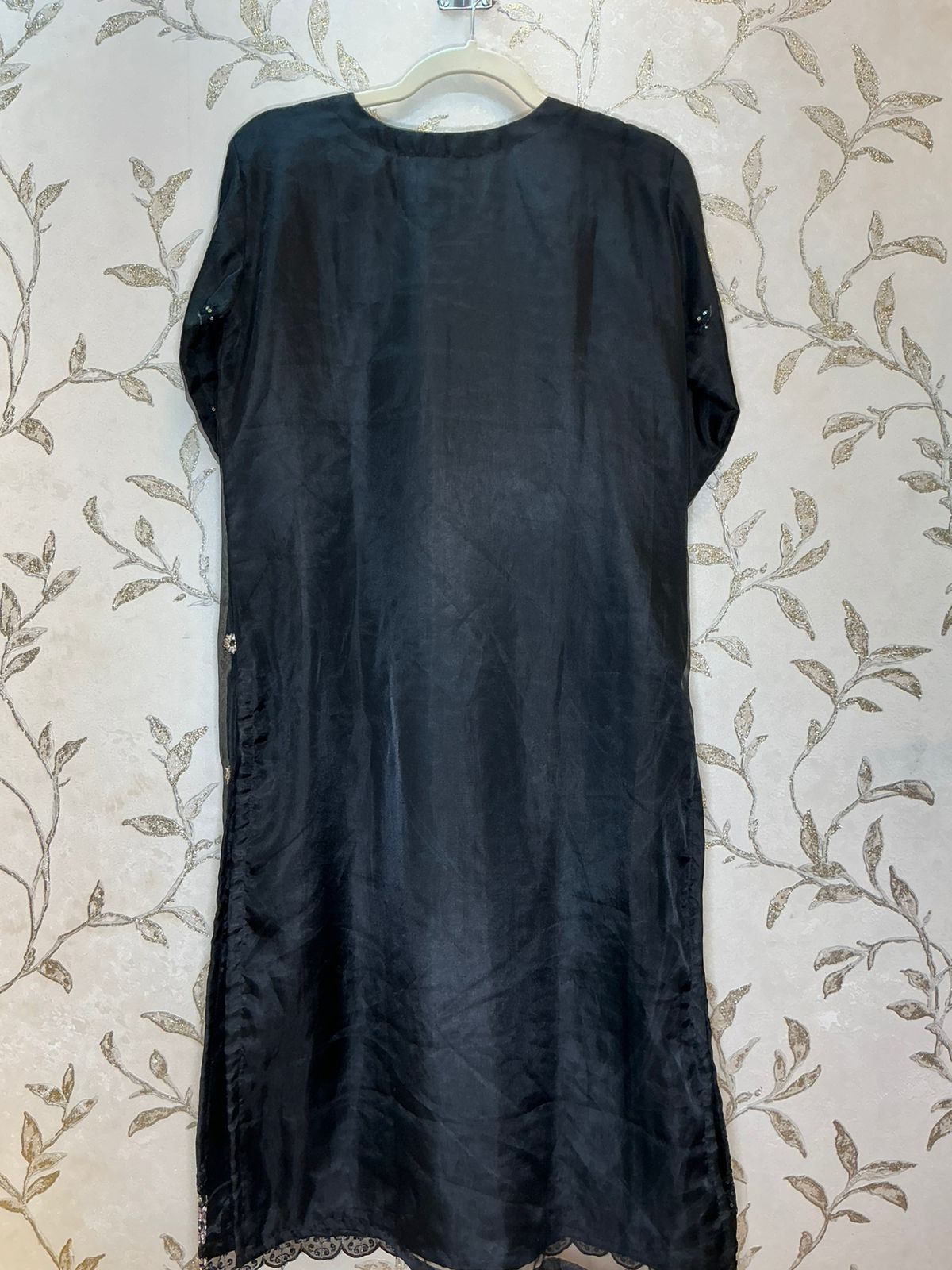 Black Pakistani Suit with Organza Dupatta