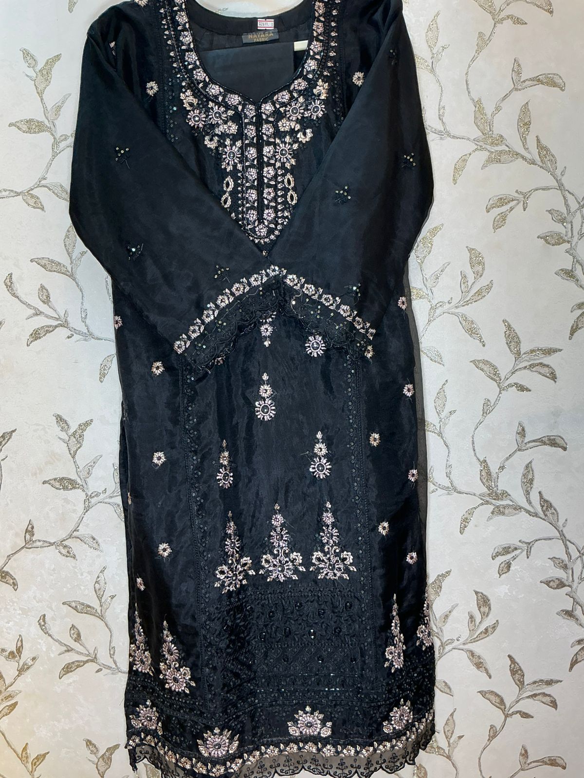 Black Pakistani Suit with Organza Dupatta