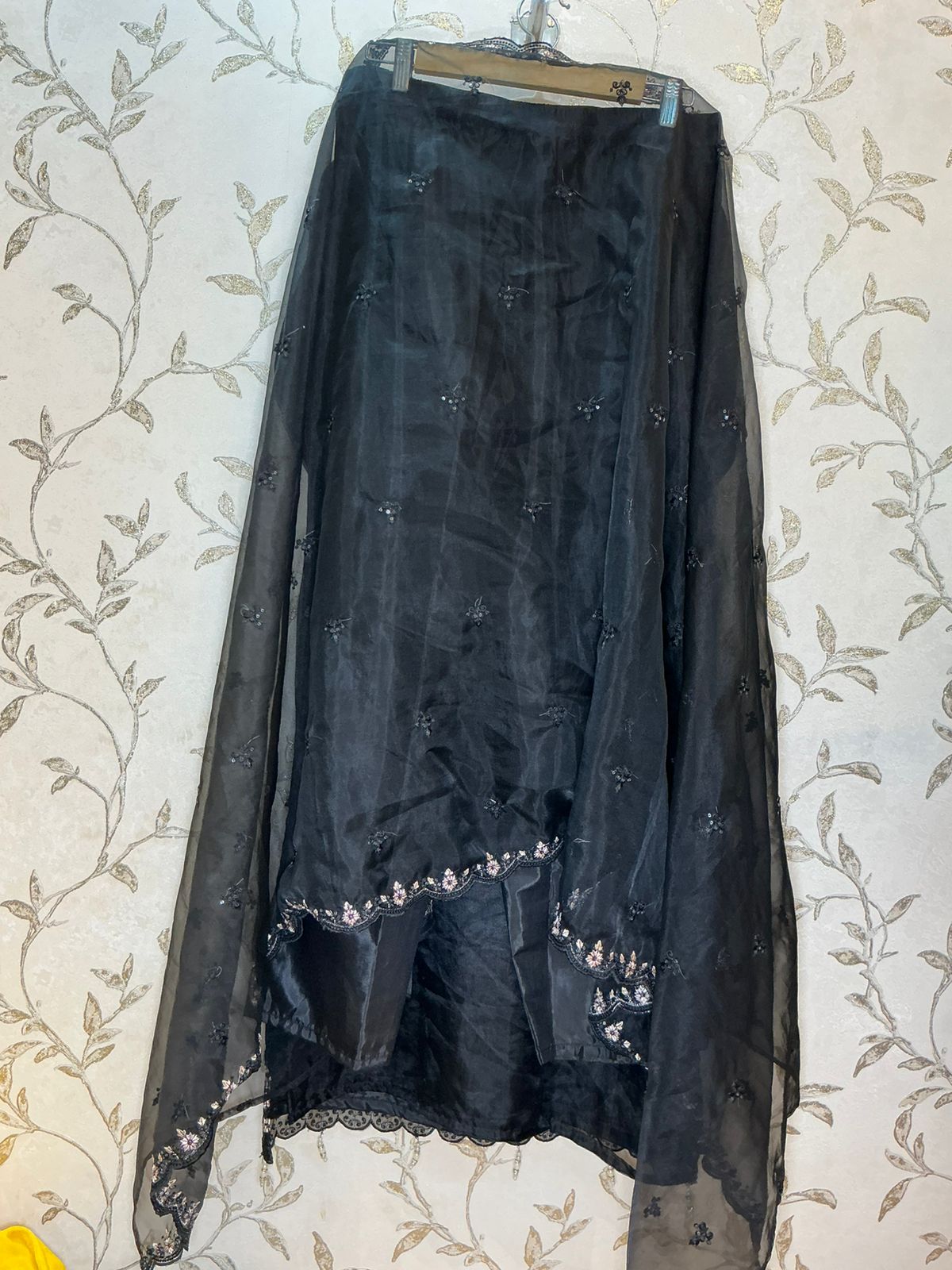 Black Pakistani Suit with Organza Dupatta