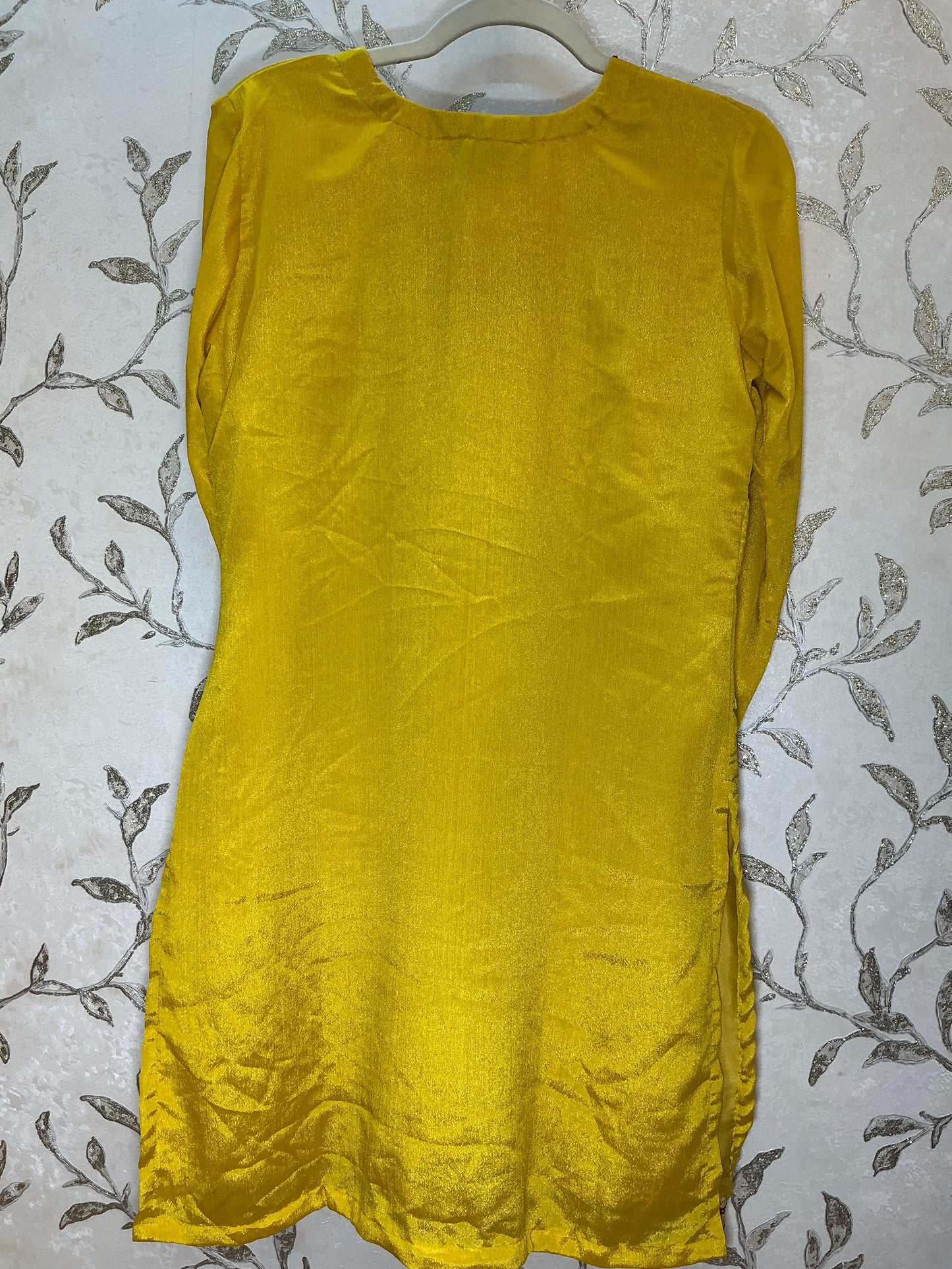 Yellow Floral Embroidered Straight Suit with Dupatta