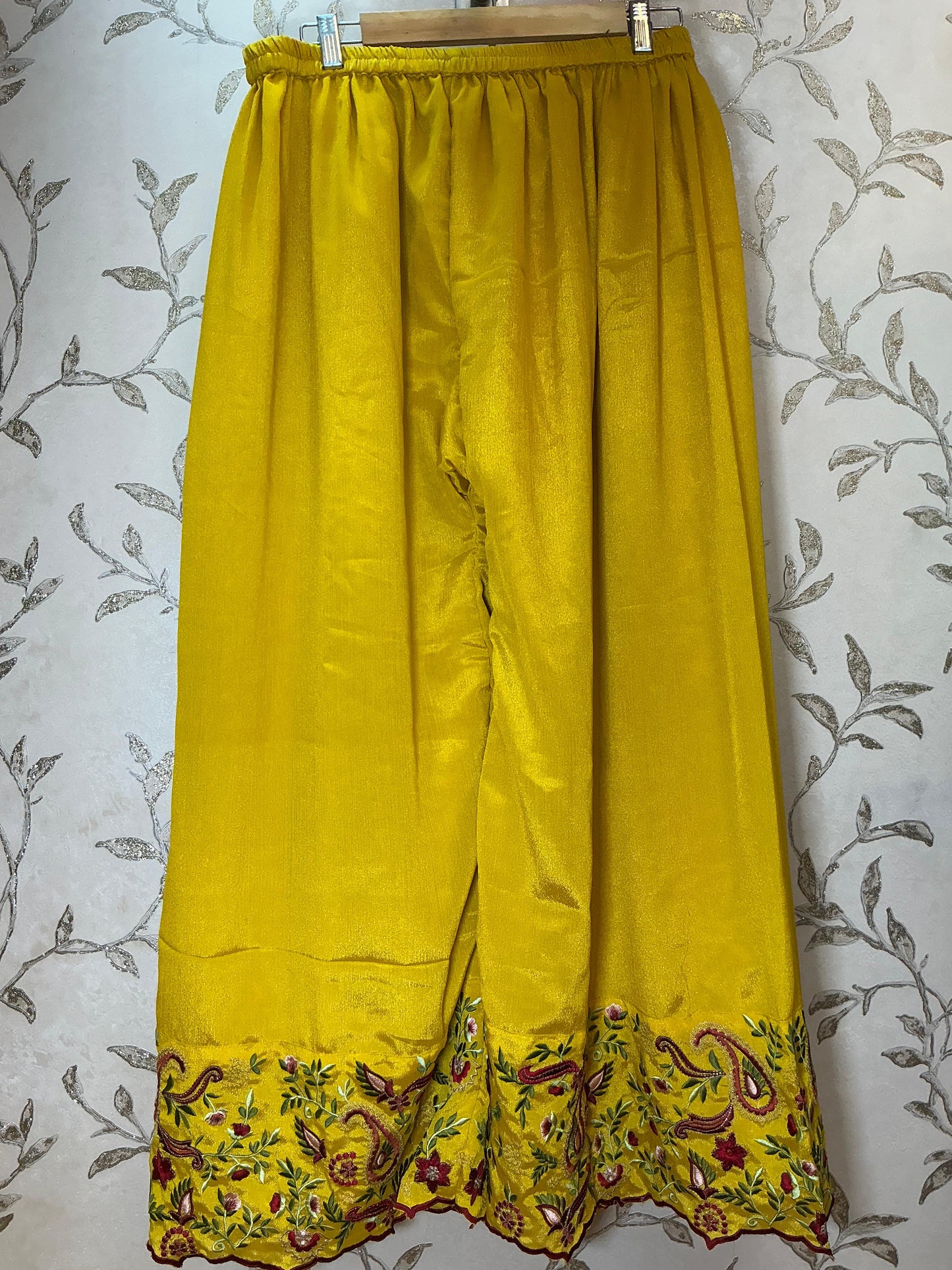 Yellow Floral Embroidered Straight Suit with Dupatta