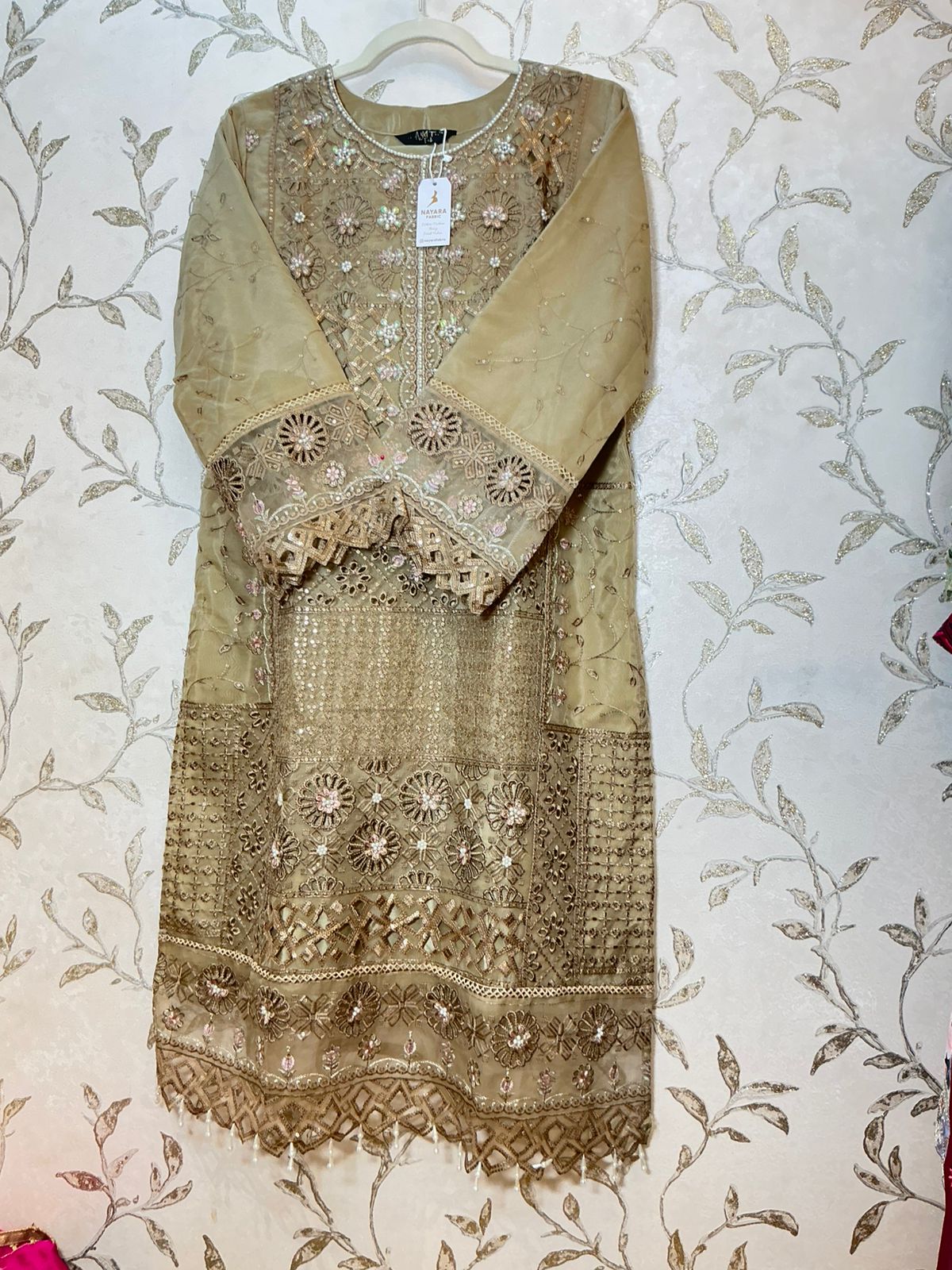 Husnara Cutwork Heavy Suit with Organza Dupatta