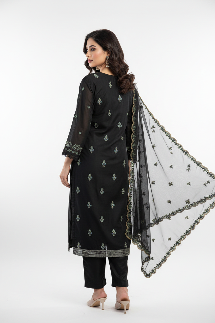 Black Embroidered Suit