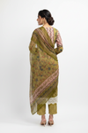 Olive Green Embroidered 3-Piece Suit