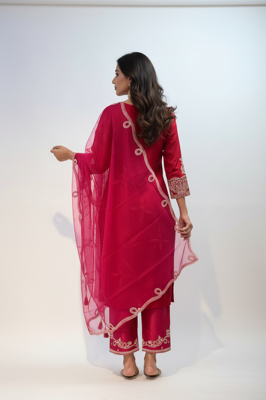 Red Embroidered Suit