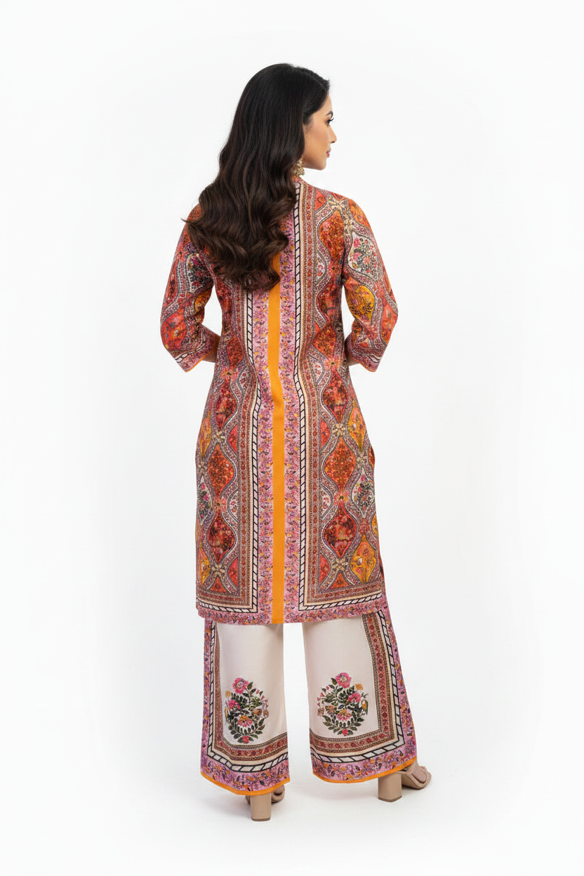 Peach Floral Printed Co-ord Set