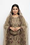Beige Embroidered 3-Piece Suit