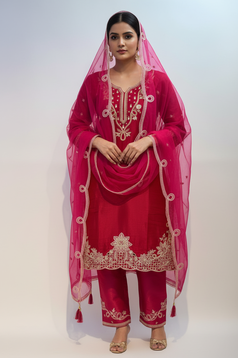Red Embroidered Suit