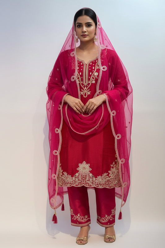 Red Embroidered Suit