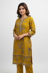 Luxury Mustard Yellow Embroidered Suit Set for Women
