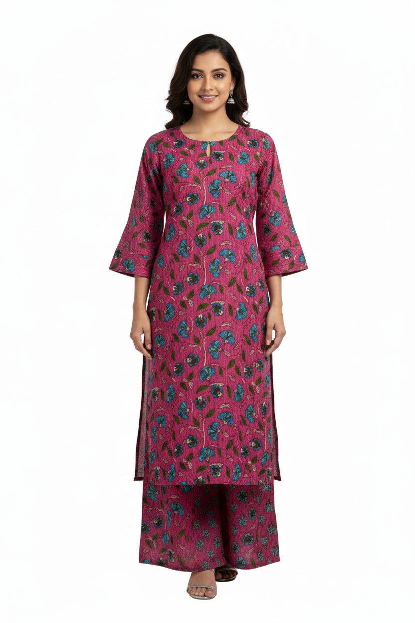 Mauve Pink Floral Printed Cotton Co-ord Set
