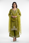 Lime Green Embroidered Suit