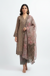 Mocha Brown Embroidered Cotton Suit