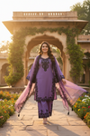 Purple Black Embroidered Kaftan Suit Set