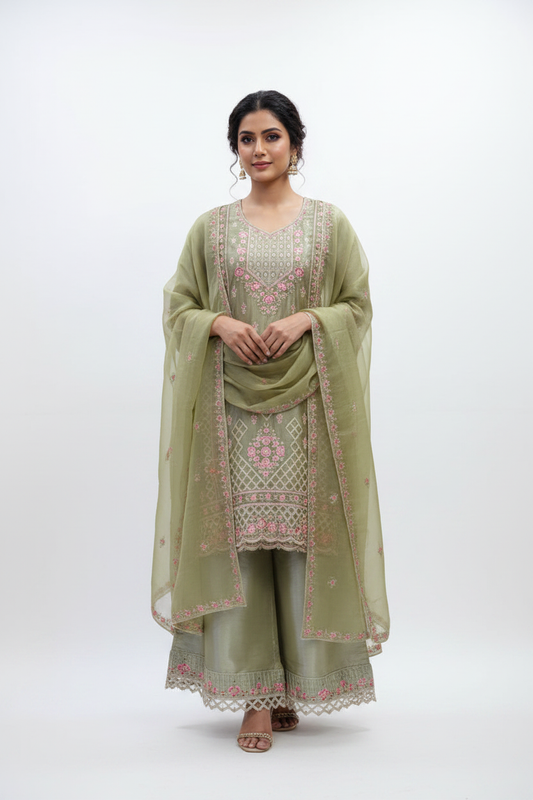 Sage Green Suit - Studio White Background