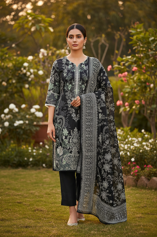 Black Floral Suit - Outdoor Garden