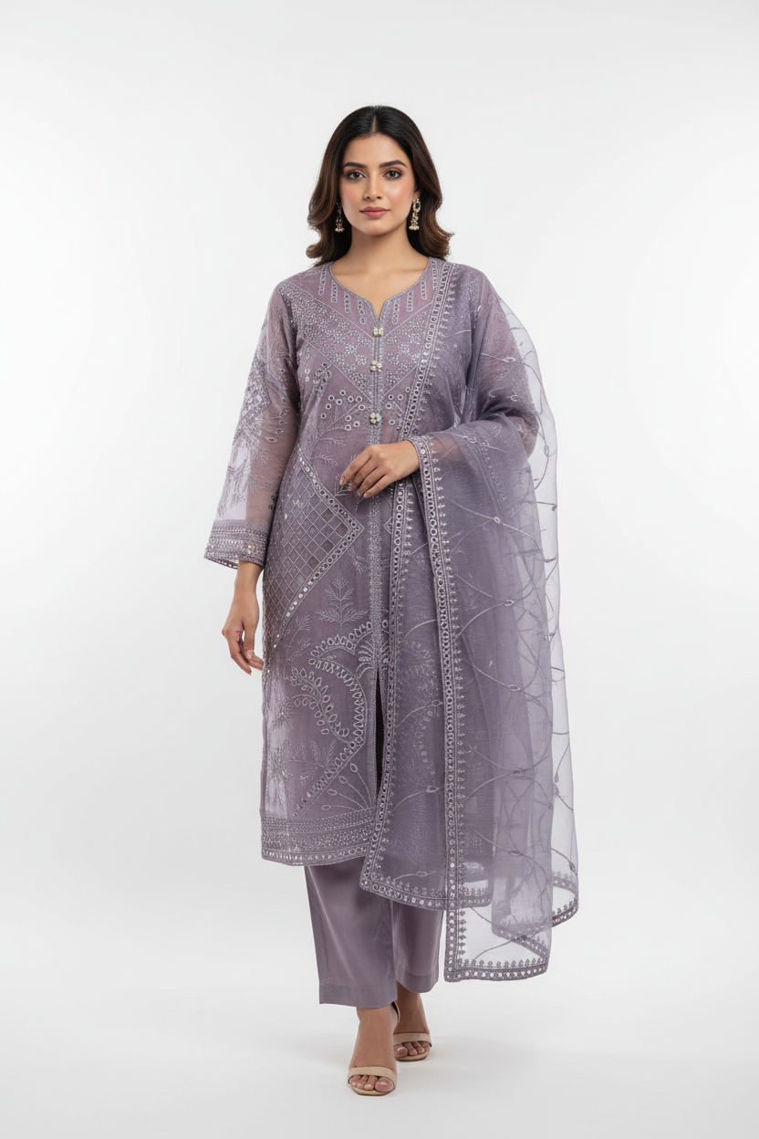 Lavender Purple Suit - Studio White Background