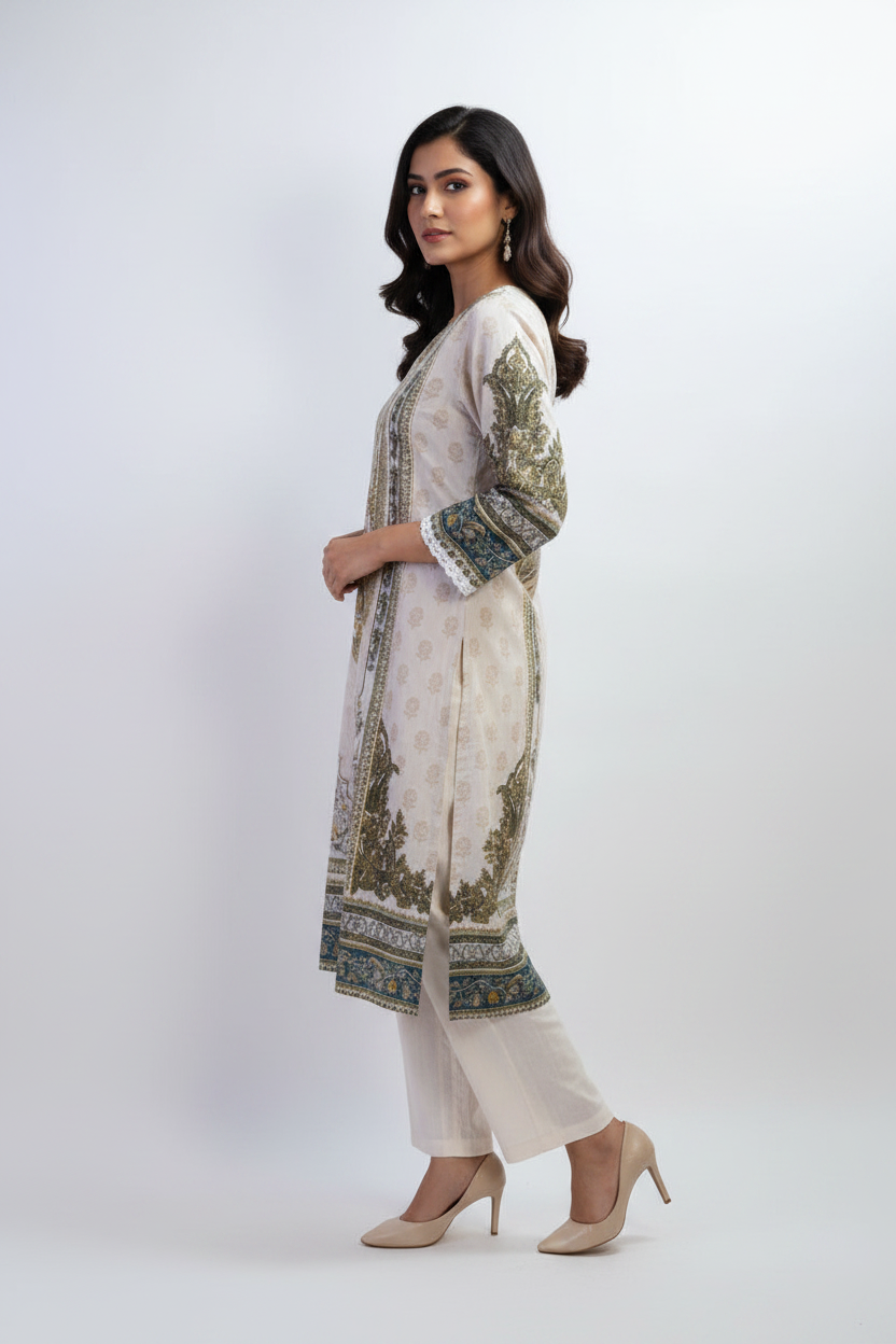 Cream Suit - Lookbook Half Turn