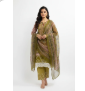 Olive Green Embroidered 3-Piece Suit