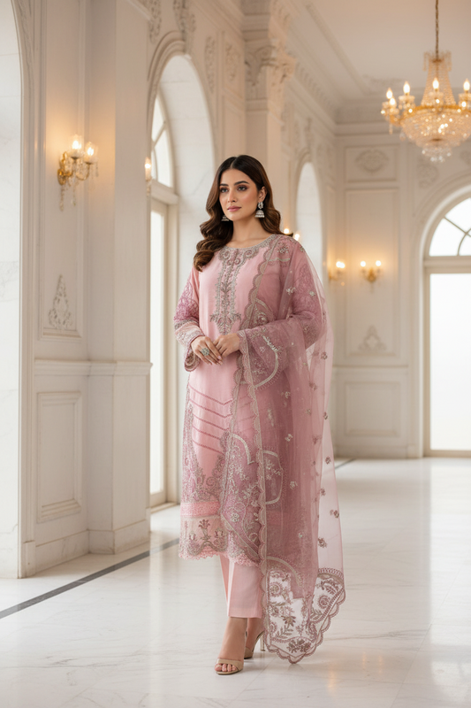 Pink Net Suit Set