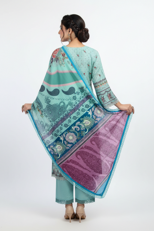Mint Green Printed Suit
