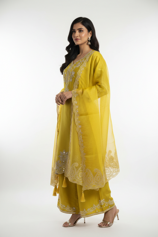 Yellow Embroidered Suit
