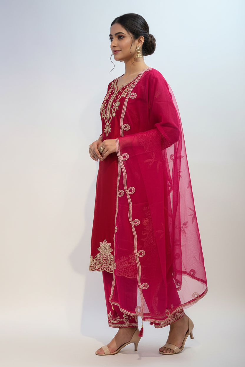 Red Embroidered Suit