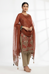 Rust Brown Embroidered 3-Piece Suit