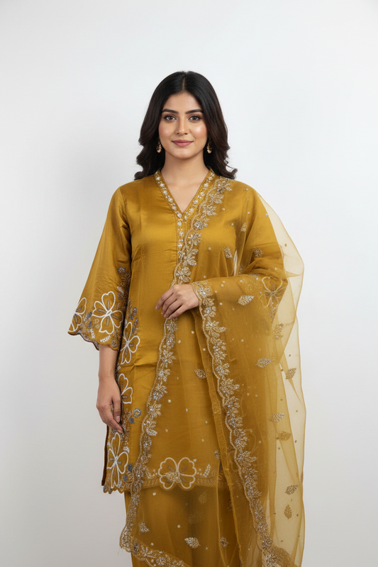 Mustard Gold Embroidered Suit