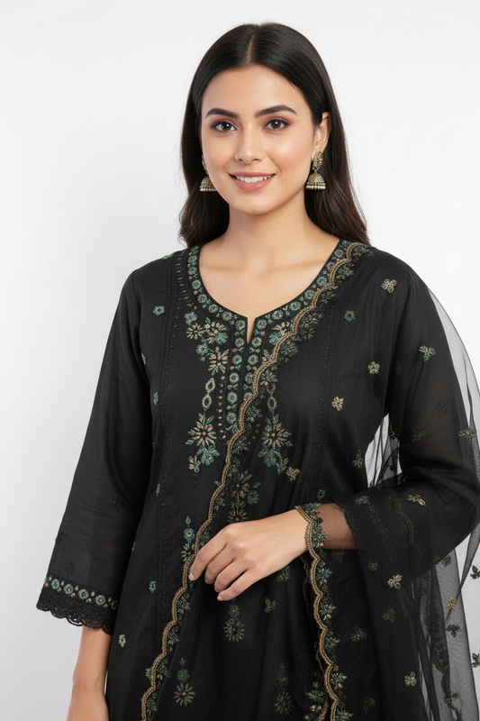 Black Embroidered Suit